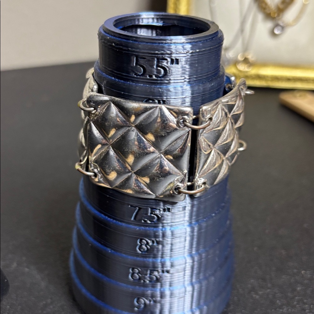 Silver Tone Statement Puffy Square Link Bracelet - image 5